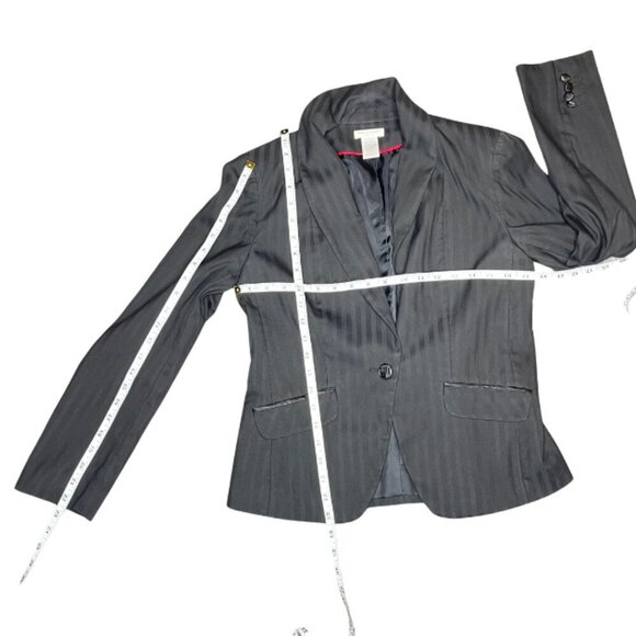 Worthington Stretch Women's Black Striped Lined One Button Blazer Size 6 Career - Picture 4 of 5